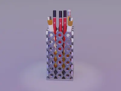 Stylized nut pen holder Low-poly 3D model