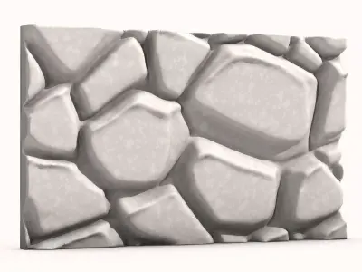 Massive Stone Rubble Wall Geometry 3D model