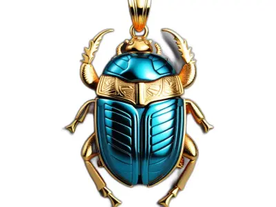 Egyptian Scarab Beetle Gold Pendant Low-poly 3D model