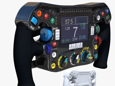 W07 Steering Wheel Low-poly 3D model