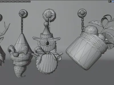 Crystal Reindeer Merry Yeti Pot Plant  Snowwoman Ornament 3D model