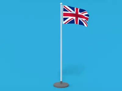 Low Poly Seamless Animated United Kingdom Flag Low-poly 3D model
