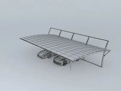 kanopi2 two cars parked under carport Free 3D model