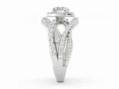 Round Center Diamond Engagement Ring With Diamond Twist Size 9 3D print model
