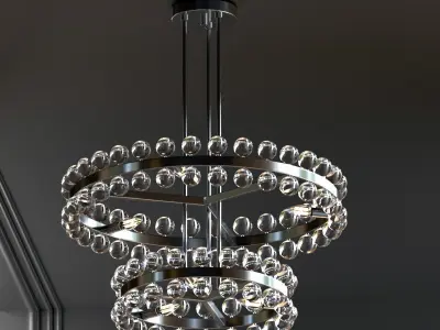 Sacramento Transparent Balls Two Circle Chandelier 3D model