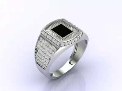 Print Ready STL 3DM  Gents Rings Diamond Men Ring  3D print model 19