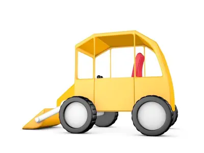 Cartoon Bulldozer Low-poly 3D model