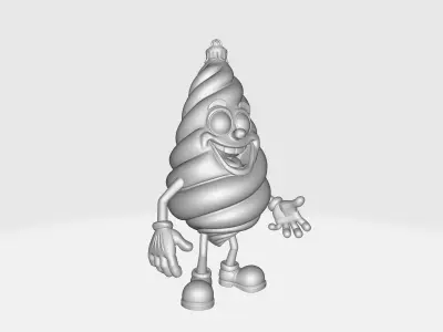 Festive Spiral Ornament Character Whimsical Christmas Holiday 3D print model