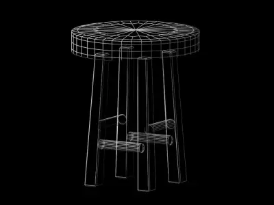 Wood Stool Low-poly 3D model purchase