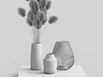 Decorative set with dried flowers 3D model buy