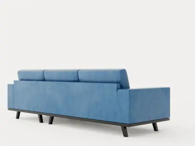 Copenhagen Divan Sofa Right Velvet Low-poly 3D model