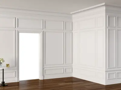 Wall Molding 3 Boiserie Classic Panels Low-poly 3D model