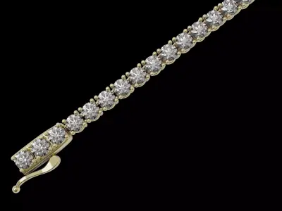 Tennis Flexible Round Diamond Bracelet 3 mm 3D print model