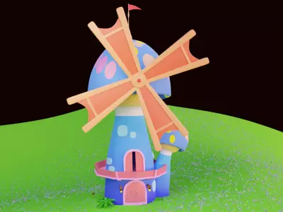 Cartoon Windmill 3D model purchase