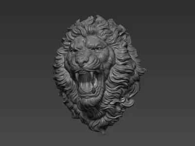 Lion head angry 3D print model
