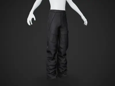 Black Snowboard Pants Style 3 Low-poly 3D model