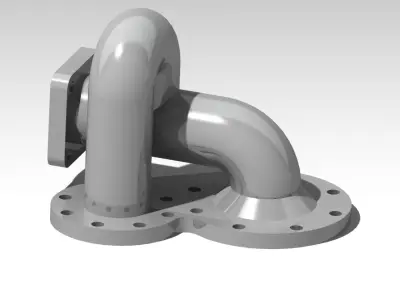 Bend Pipe with Intersection and Flanged Coupling   3D print model