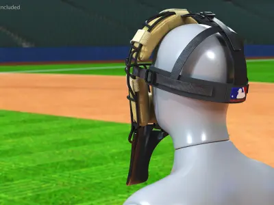 Baseball Full-Face Protection Mask Yellow 3D model