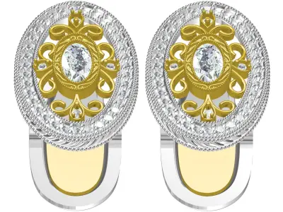 Oval Diamond Art Deco Cufflink 3D print model