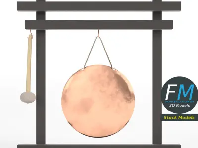 Gong with mallet 3D model