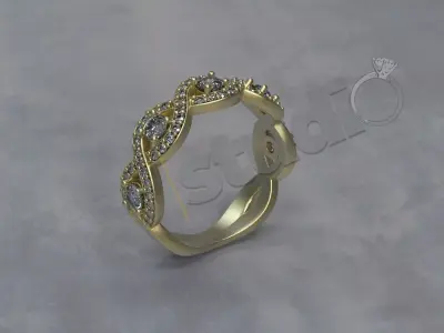 Luxury twist ring with stones 3d model print 3D print model