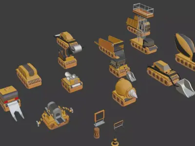 Low poly construction tools Low-poly 3D model