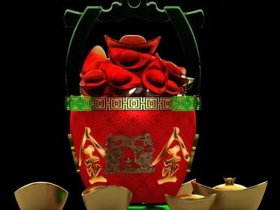 Chinese gold Ingot bucket 3D model