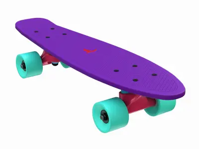 Traxart Skateboard Mini - Purple and Black Low-poly 3D model