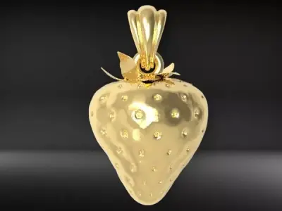 strawberry pendant 3D print model