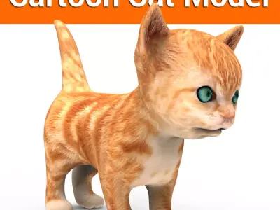 3D Cute Cat Model Low poly  Low-poly 3D model