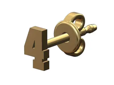 4 four number varsity font stud earring 3D print model