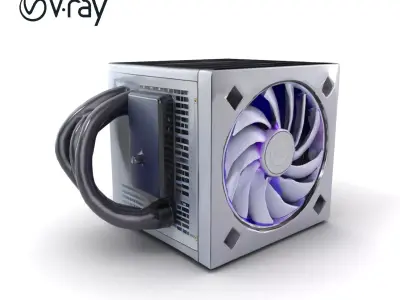 Modular Power Supply Unit with Cosmic Purple Lighting model pack Low-poly 3D model