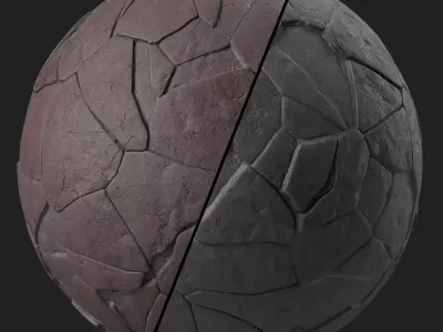 Pavement Materials 74- Brush Rock Stone Sbsar Pbr 4k Seamless Texture