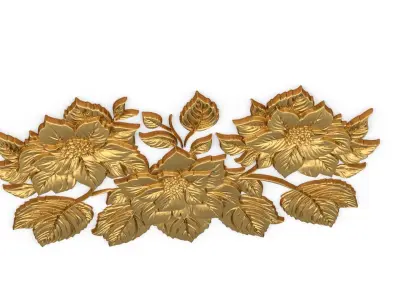 mural classic flowers decor ornament 07 3D model