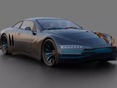 Futuristic dark silver concept car with unique design 3D model