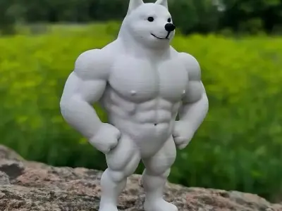 Swole body muscle dog sculpture design decoration 3D print model