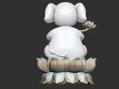 Elephant on lotus flower 3D model