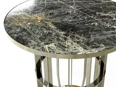 Round side table Portoro marble top 3D model