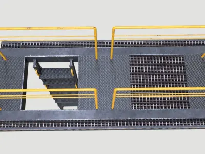 LowPoly Platform bridge ladder MODEL Element2 OLD Low-poly 3D model