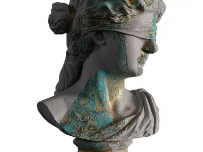 Ancient Old Greek Sculpture - Blindfolded Bust 3D Model Low-poly 3D model