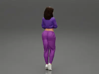 Beautiful girl in sporty outfit standing 3D print model