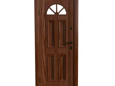 Door new wood PBR texture Low-poly 3D model
