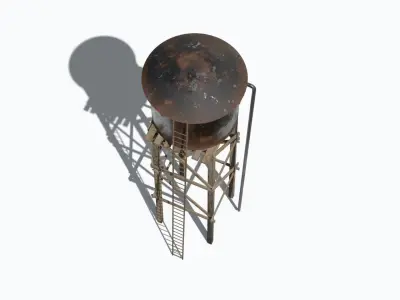 Water tower Low-poly 3D model