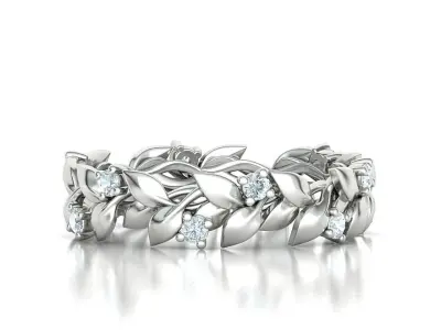 Floral Leaves Eternity Ring Nature Inspired Leaves Ring 9US 3D print model