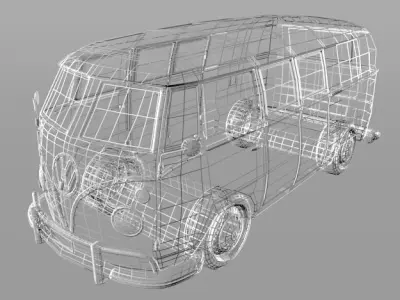 Volkswagen Combi Low-poly 3D model