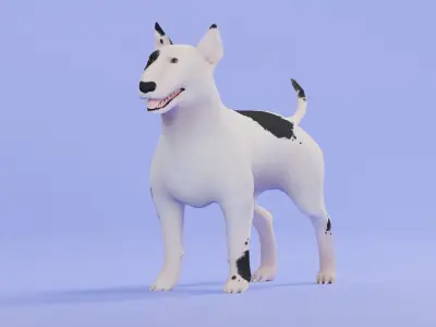 Low poly - Stylized dog - Bull Terrier Low-poly 3D model
