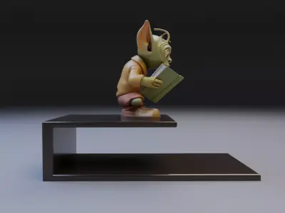 alien reading book book stand  3D print model purchase