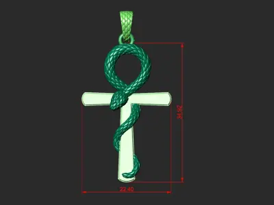 ANKH PENDANT WITH A SNAKE Printable Model 3D print model