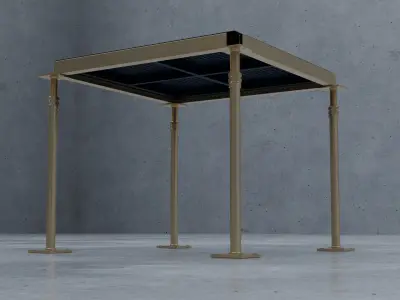 3D Raised Perforated Panel with pedestal and stringer Model 3D model