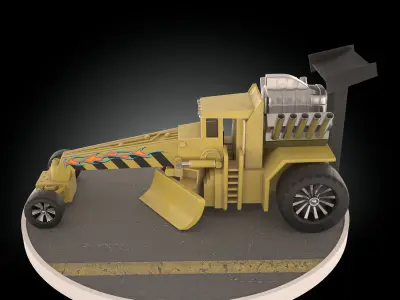 Street Cleaver Grader Low-poly 3D model